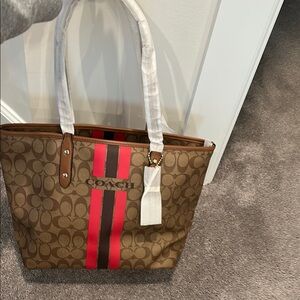 Coach Brown Signature Tote Bag